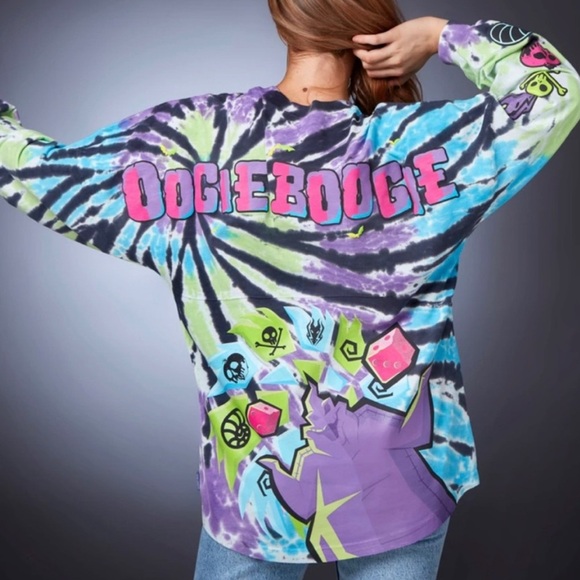 Disney Tops - Disney 2022 Oogie Boogie Bash Tie-Dye Halloween Glow‎ In The Dark Spirit Jersey